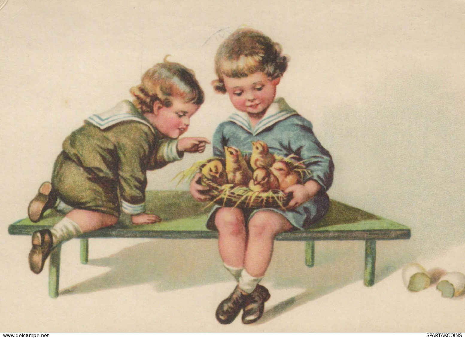 OSTERN KINDER Vintage Ansichtskarte Postkarte CPSM #PBO338.DE - Easter