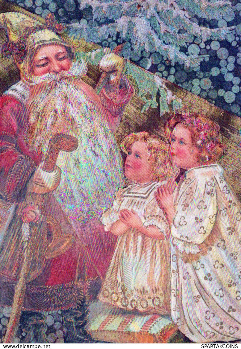 BABBO NATALE Buon Anno Natale BAMBINO LENTICULAR 3D Vintage Cartolina CPSM #PAZ085.IT - Santa Claus