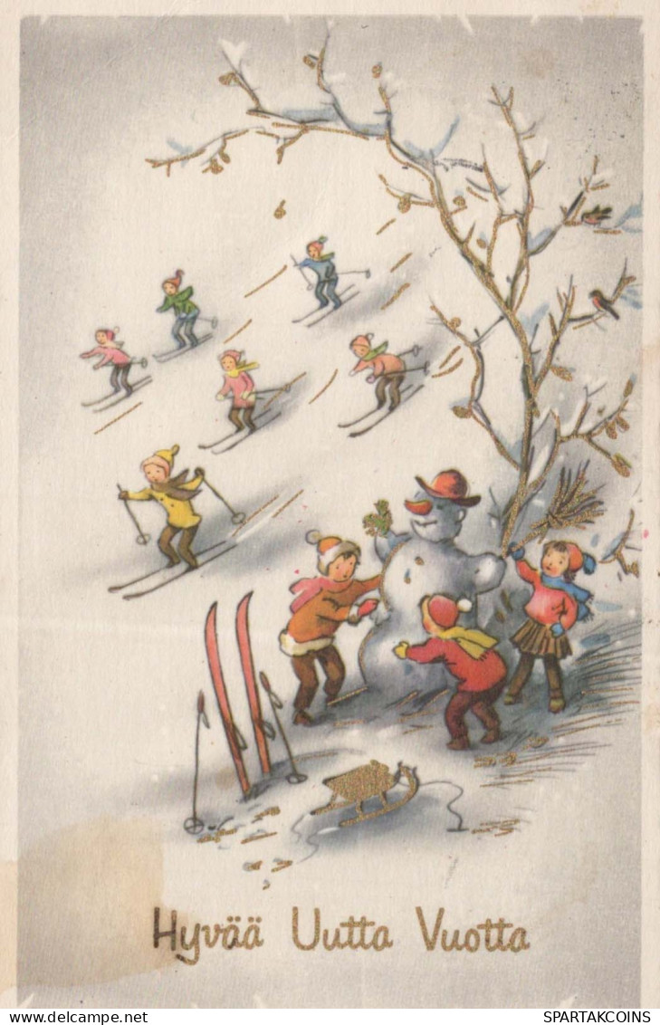 Buon Anno Natale PUPAZZO Vintage Cartolina CPSMPF #PKD833.IT - New Year