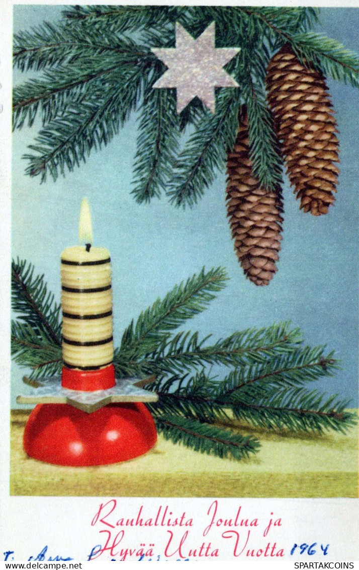 Buon Anno Natale CANDELA Vintage Cartolina CPSMPF #PKD033.IT - Nouvel An