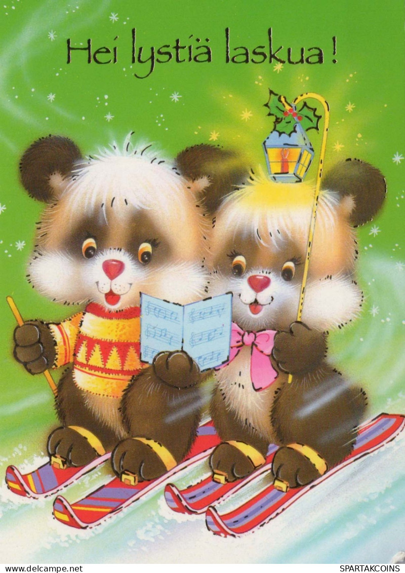 Buon Anno Natale NASCERE Animale Vintage Cartolina CPSM #PBS329.IT - New Year