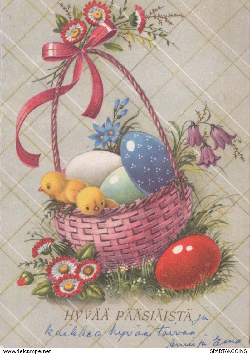 PASQUA POLLO UOVO Vintage Cartolina CPSM #PBO715.IT - Easter