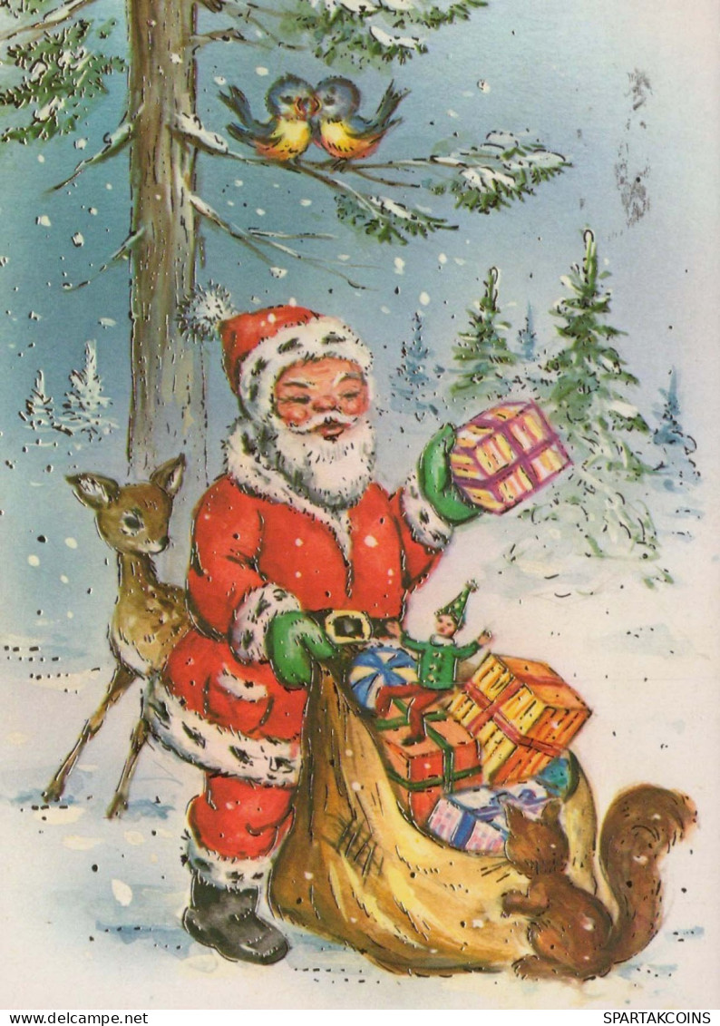 BABBO NATALE Buon Anno Natale Vintage Cartolina CPSM #PBL227.IT - Santa Claus