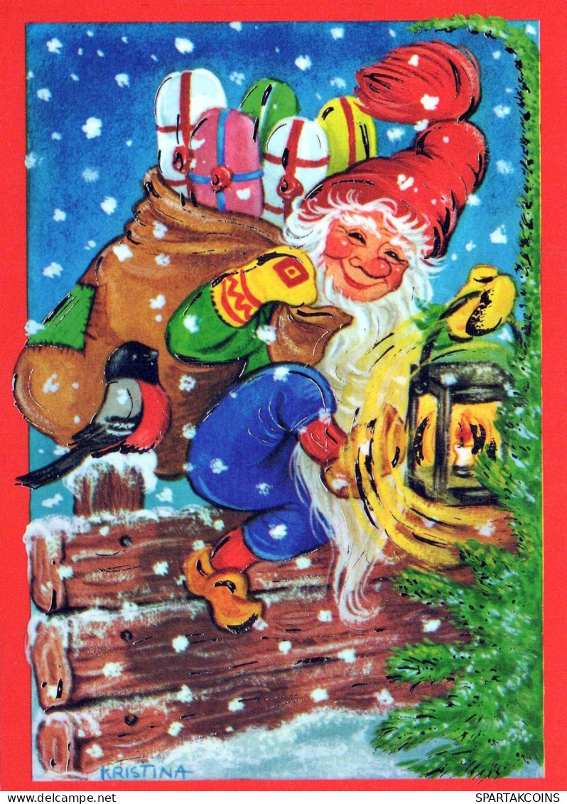 BABBO NATALE Buon Anno Natale Vintage Cartolina CPSM #PBL089.IT - Santa Claus