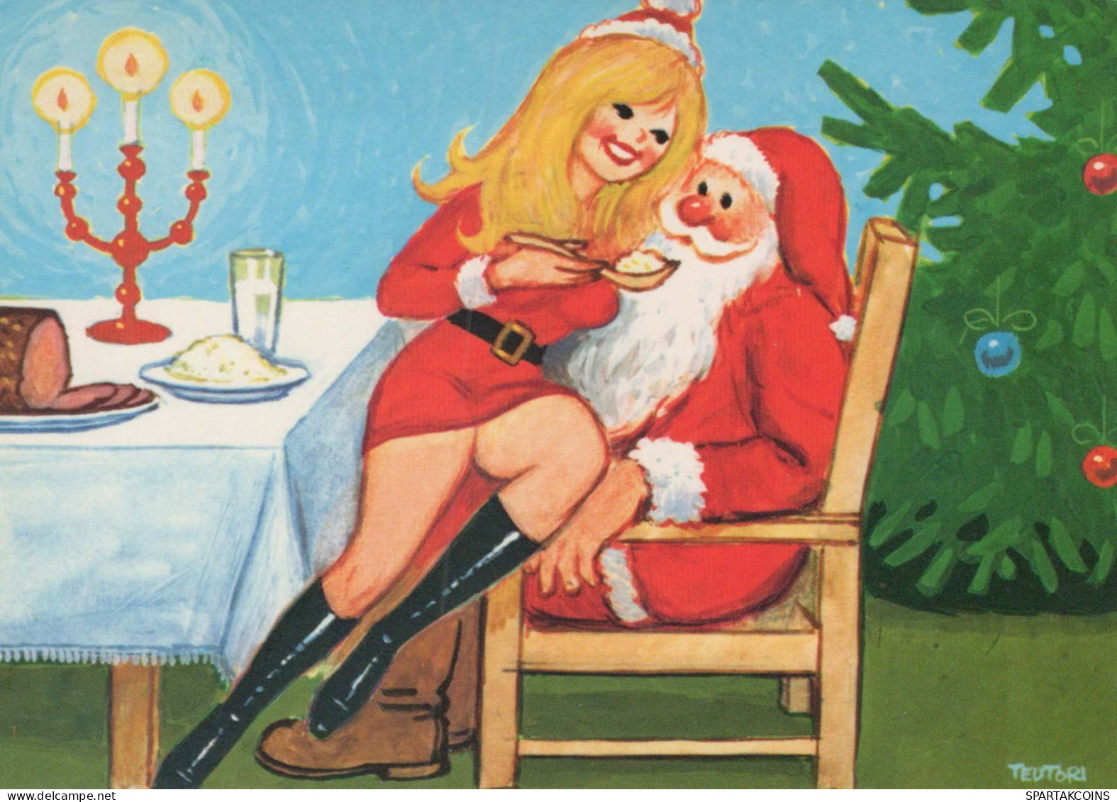 BABBO NATALE Buon Anno Natale Vintage Cartolina CPSM #PBL412.IT - Santa Claus