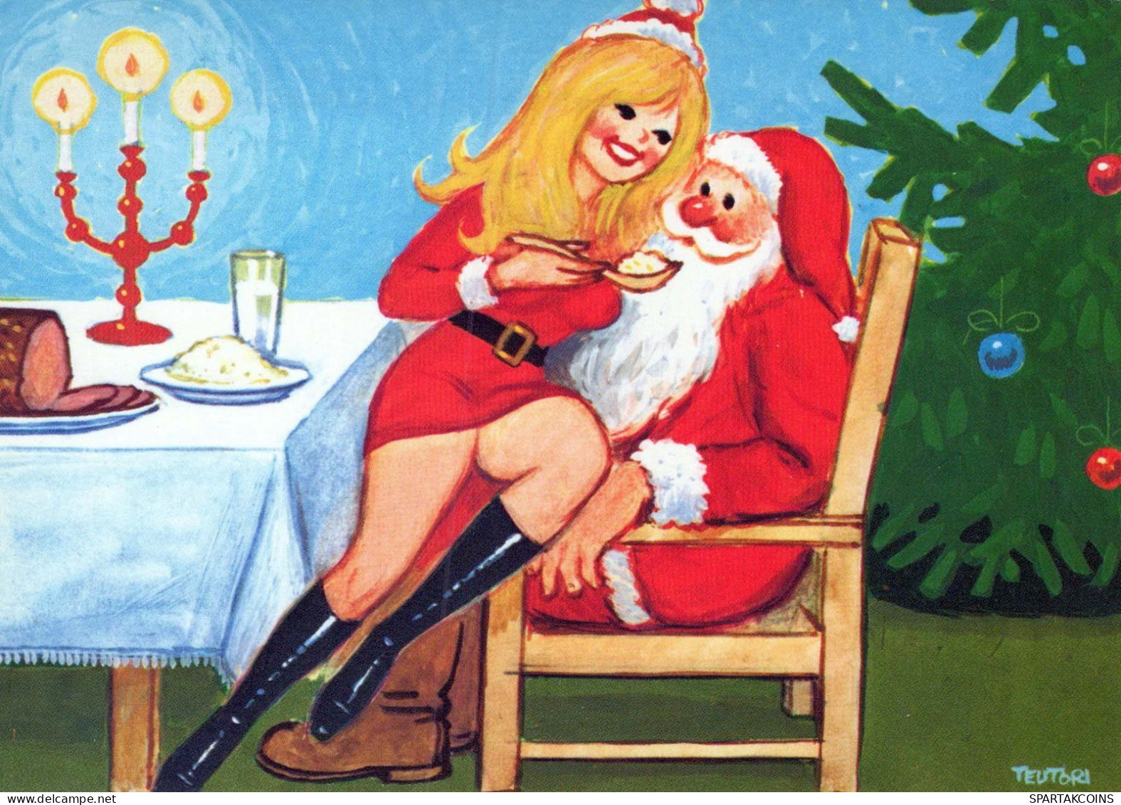 BABBO NATALE Buon Anno Natale Vintage Cartolina CPSM #PBL412.IT - Santa Claus