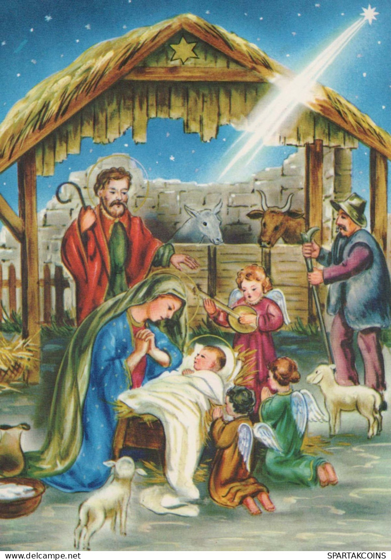 Vergine Maria Madonna Gesù Bambino Natale Religione Vintage Cartolina CPSM #PBB820.IT - Maagd Maria En Madonnas