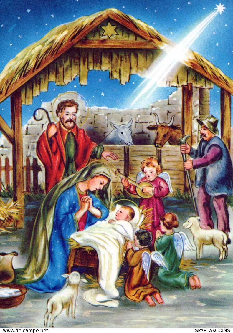 Vergine Maria Madonna Gesù Bambino Natale Religione Vintage Cartolina CPSM #PBB820.IT - Vierge Marie & Madones