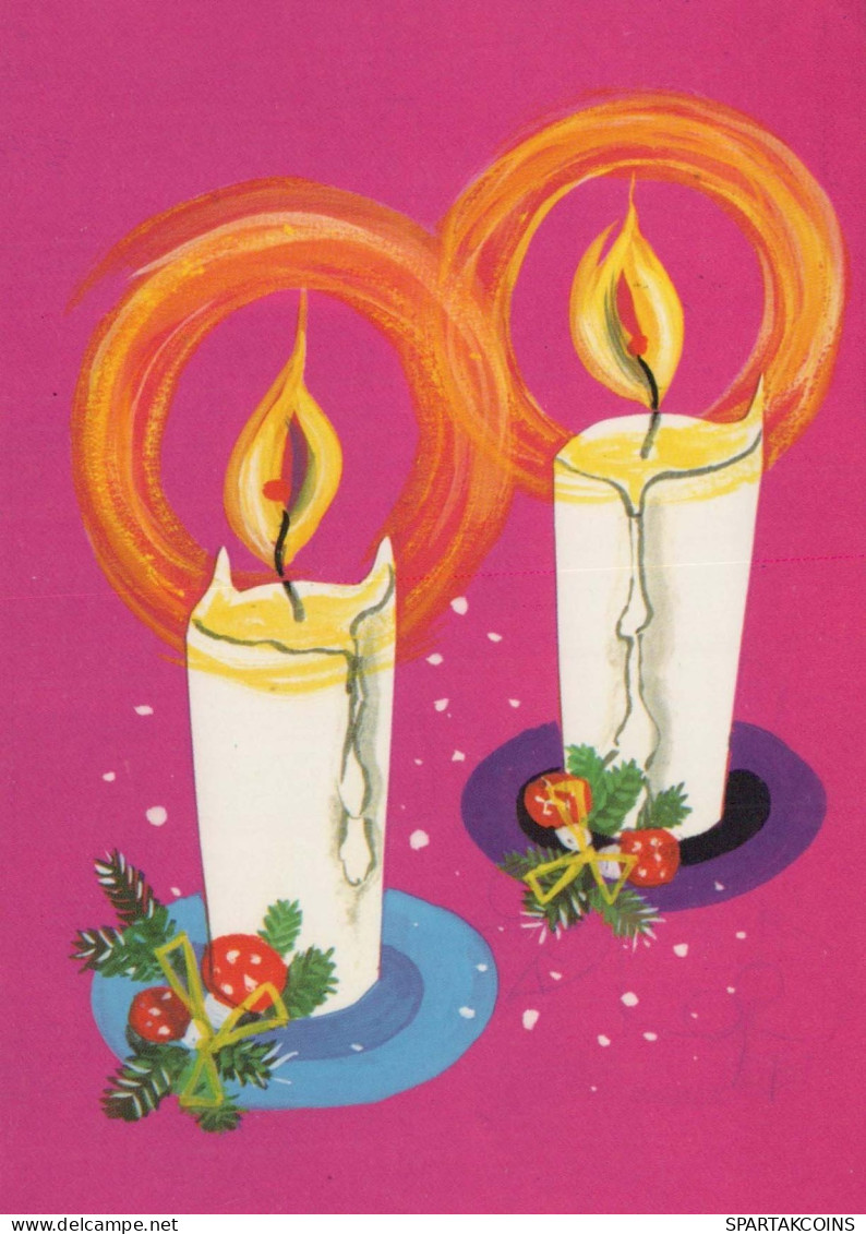 Buon Anno Natale CANDELA Vintage Cartolina CPSM #PAZ339.IT - Año Nuevo