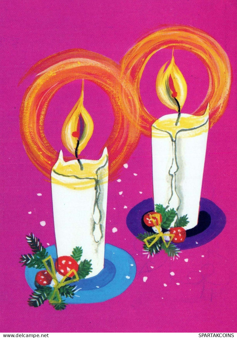 Buon Anno Natale CANDELA Vintage Cartolina CPSM #PAZ339.IT - Año Nuevo