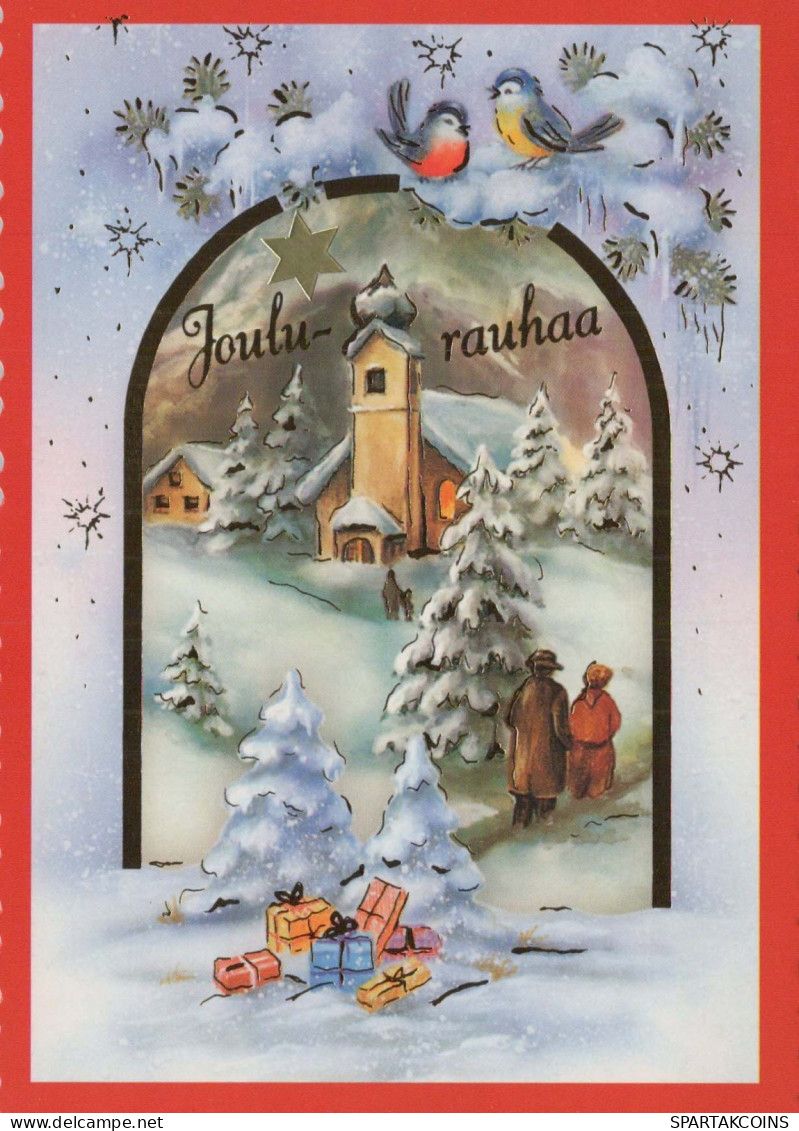 Buon Anno Natale CHIESA Vintage Cartolina CPSM #PAY419.IT - Año Nuevo