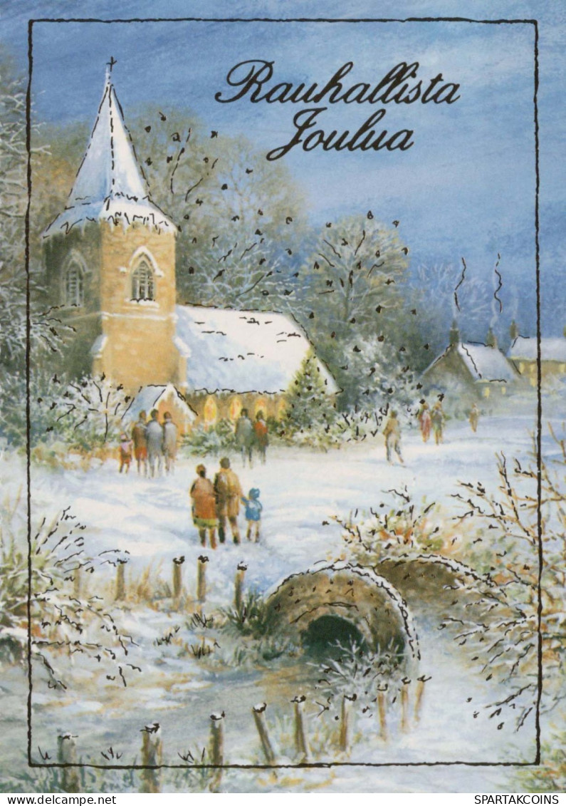 Buon Anno Natale CHIESA Vintage Cartolina CPSM #PAY359.IT - Año Nuevo