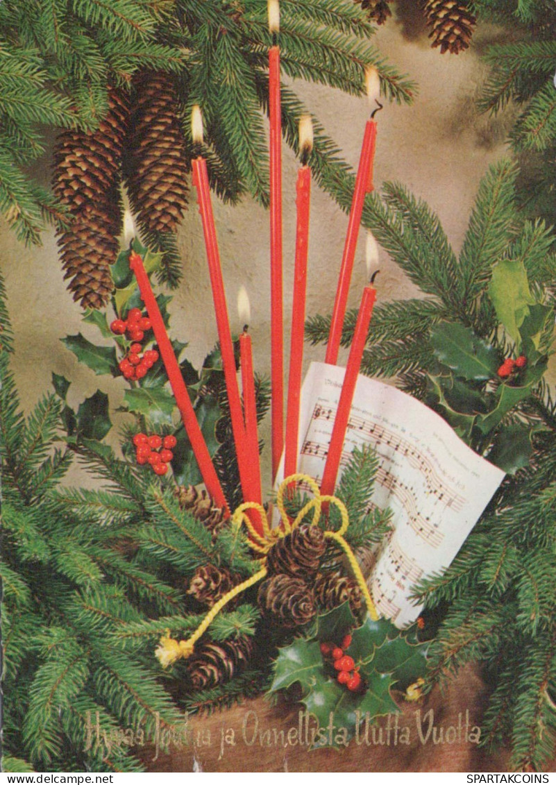 Buon Anno Natale CANDELA Vintage Cartolina CPSM #PAW044.IT - Neujahr
