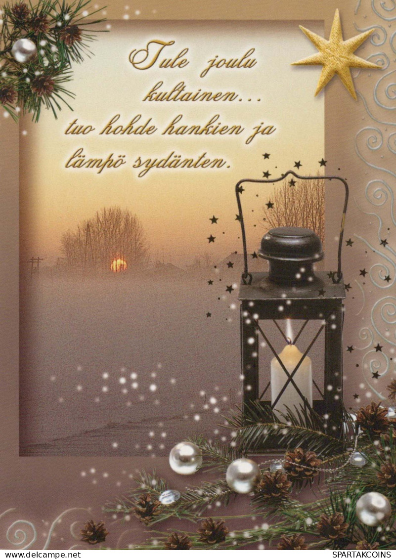 Buon Anno Natale CANDELA Vintage Cartolina CPSM #PAV982.IT - Neujahr