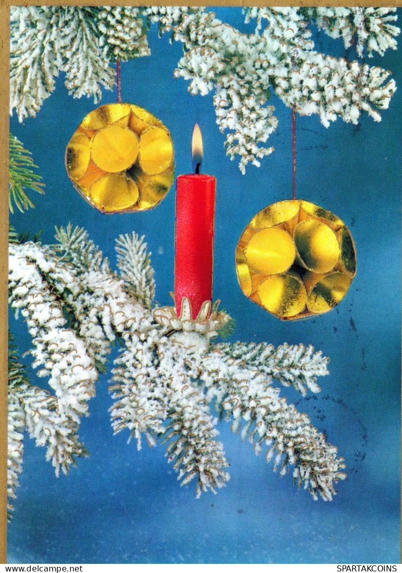 Buon Anno Natale CANDELA Vintage Cartolina CPSM #PAV497.IT - New Year
