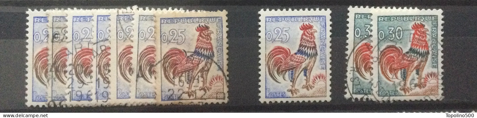 Num,1331 (0,25Fr) Lot De 8 Dont 1 Neuf - Num.1331A (0,30Fr) Lot De 2 - Used Stamps