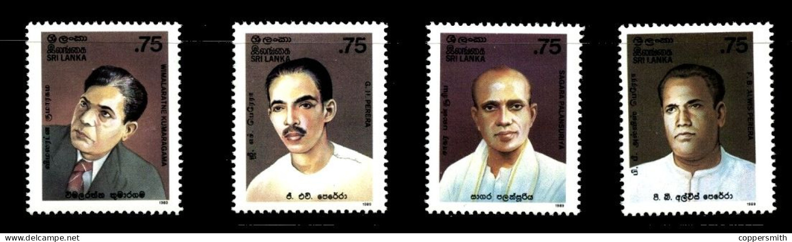 (0284) Sri Lanka  1989 / Culture / Literature / Persons / Poets / Rare / Scarce  ** / Mnh  Michel 851-854 - Sri Lanka (Ceylon) (1948-...)