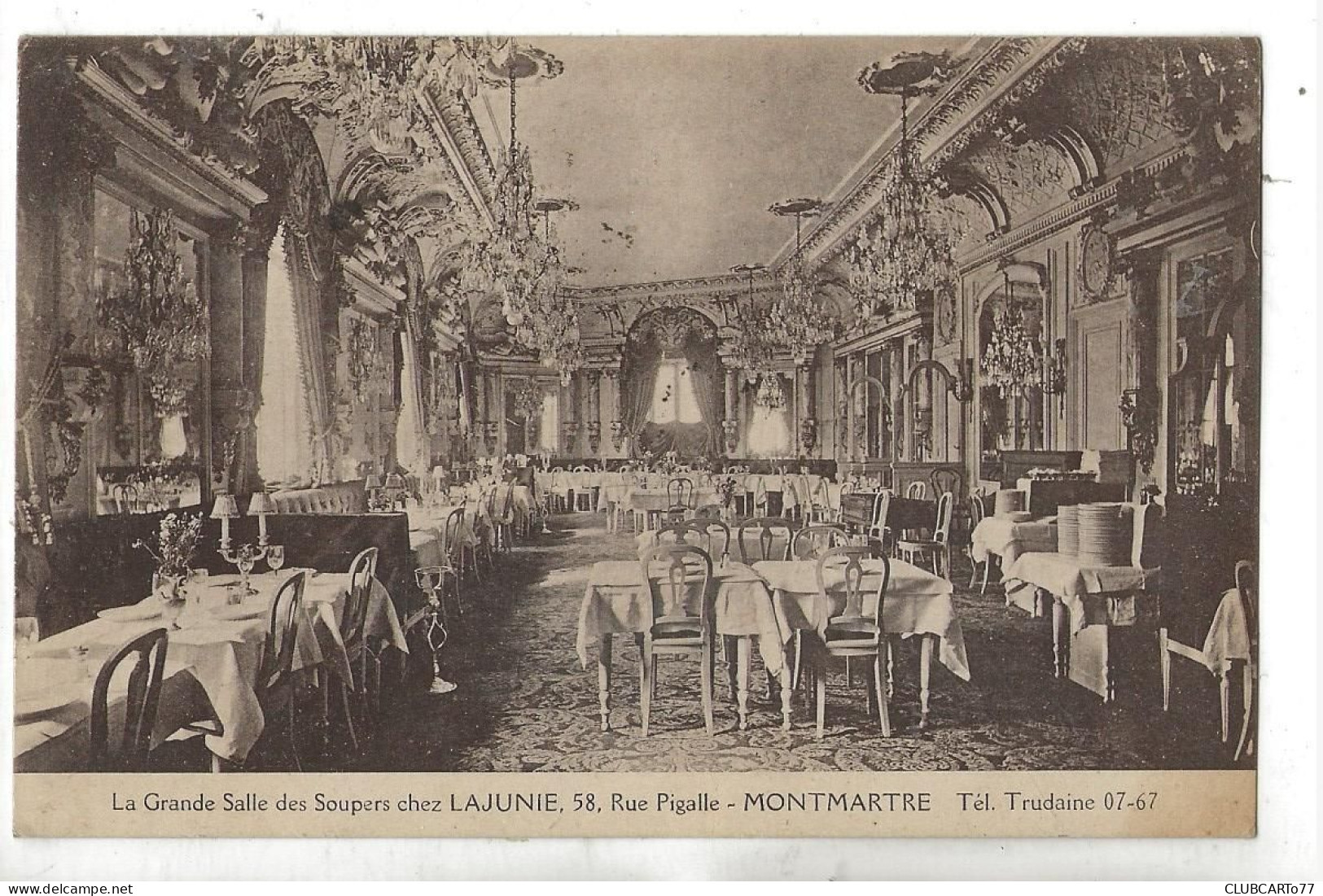 Paris 18 ème Arr (75) : La Grande Salle Des Soupers Du Restaurant Lajunie De Montmartre Rue Pigalle En 1924 PF - District 18