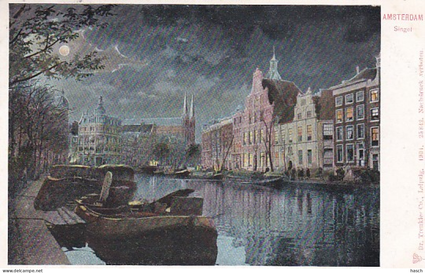 481943Amsterdam, Bij Avond Singel Rond 1900.  - Amsterdam