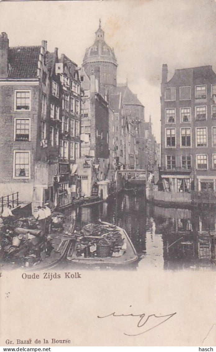 481987Amsterdam, Oude Zijds Kolk. Rond 1900. (zie Rechterzijkant) - Amsterdam