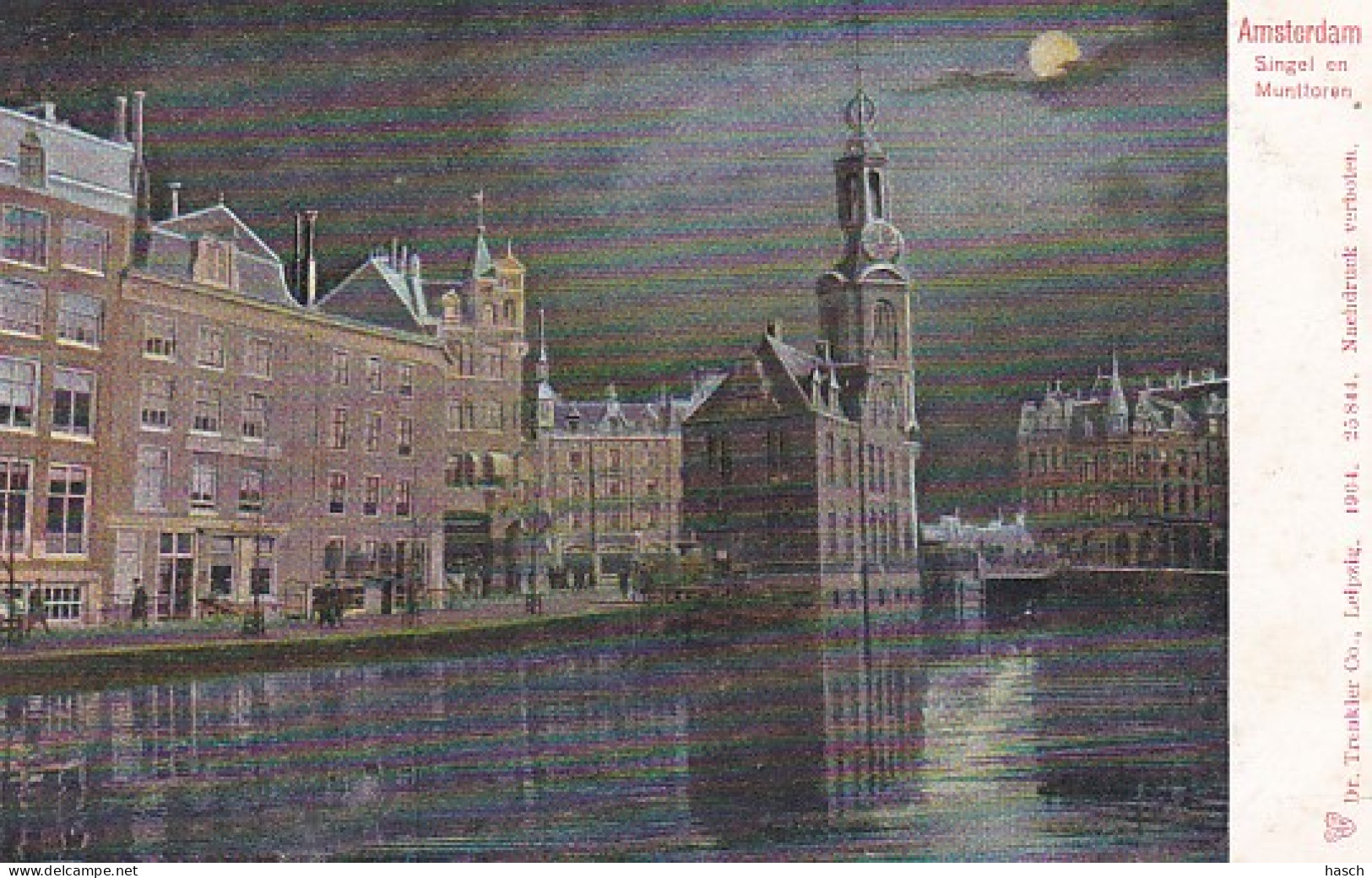 4819111Amsterdam, Singel En Munttoren Bij Avond.  - Amsterdam