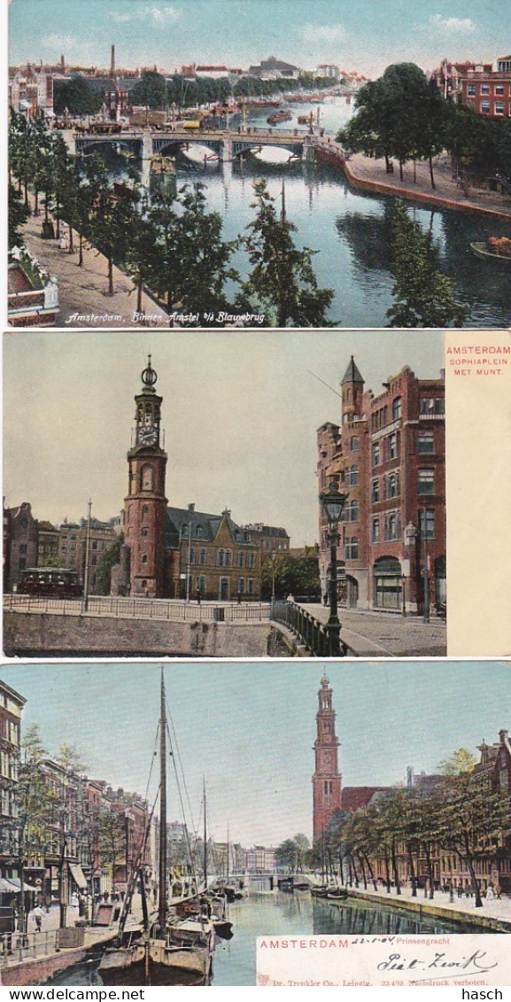 4819162Amsterdam, Prinsengracht 1904. – Sophiaplein 1908. – Binnen Amstel (zie Hoeken)(3 Kaarten) - Amsterdam