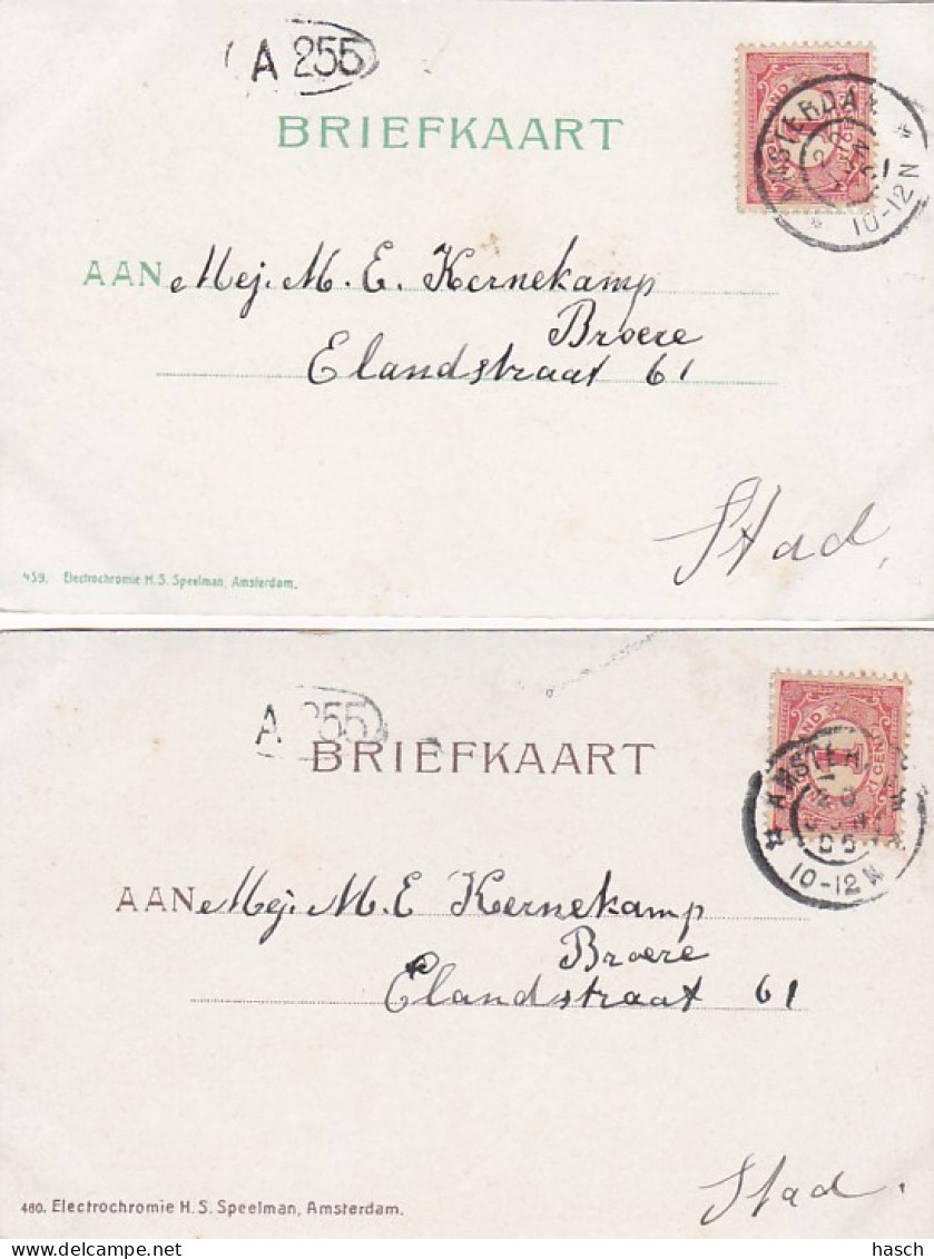 4819175Amsterdam, Prinsengracht 1905. – Groeneburgwal 1905. – Achterburgwal 1903. – Haven 1908. (4 Kaarten) - Amsterdam