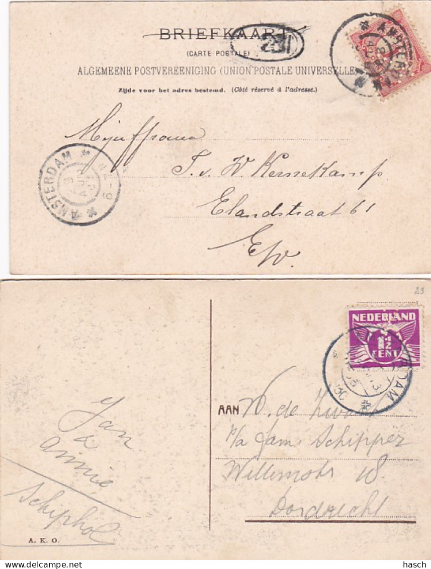 4819174Amsterdam, Nieuwmarkt. – American Hotel 1903. – Postkantoor 1905. – Montalbaanstoren 1905. (4 Kaarten) - Amsterdam