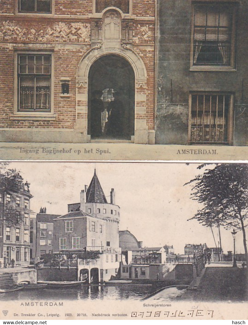 4819      171         Amsterdam, Schreijerstoren 1904. – Ingang Bagijnehof 1910. – Groeneburgwal 1905. – Prinsengracht - Amsterdam