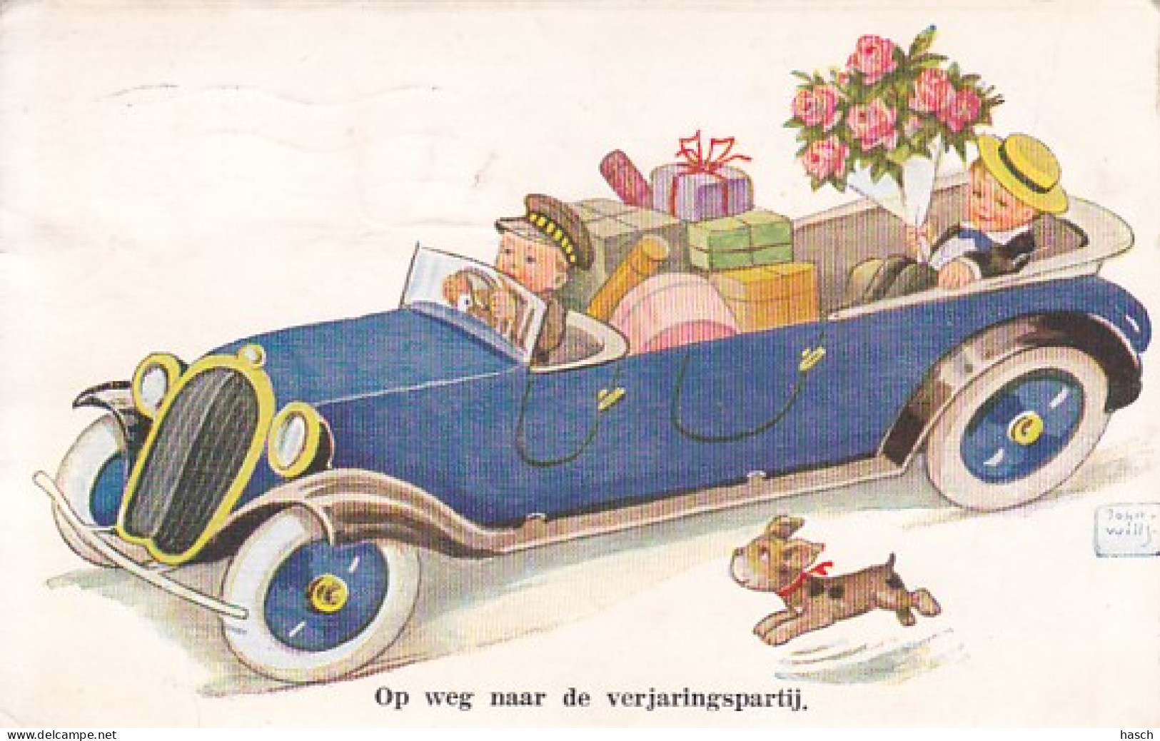 482052John Wills, Op Weg Naar De Verjaringspartij.1951(diverse Kleine Vouwen Zie Achterkant) - Humorkaarten