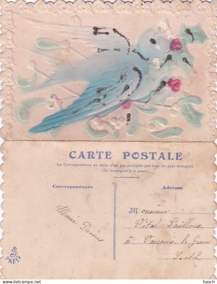 482065Bonne Annee. CARTE POSTALE.(reliëf) (voir Les Coins, Défaut) - New Year