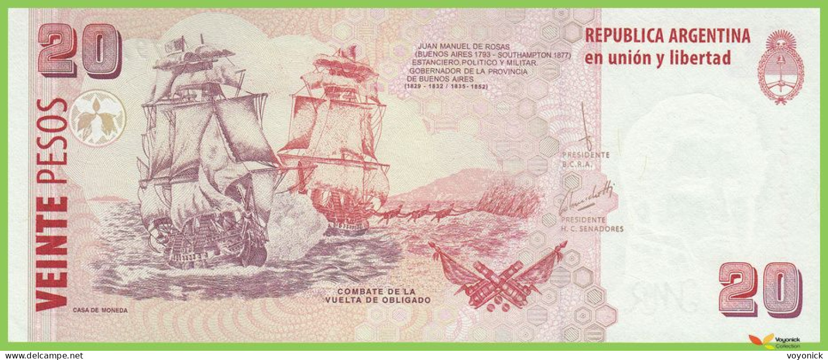 Voyo ARGENTINA 20 Pesos ND(2018) P355c B408g G UNC - Argentine