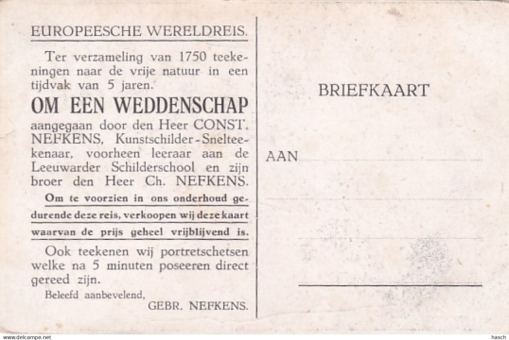 4820104Gebr. Nefkens. Lees Achterkant. (zie Hoeken, Randen Klein Beschadiging Zie Hul.) - Reclame