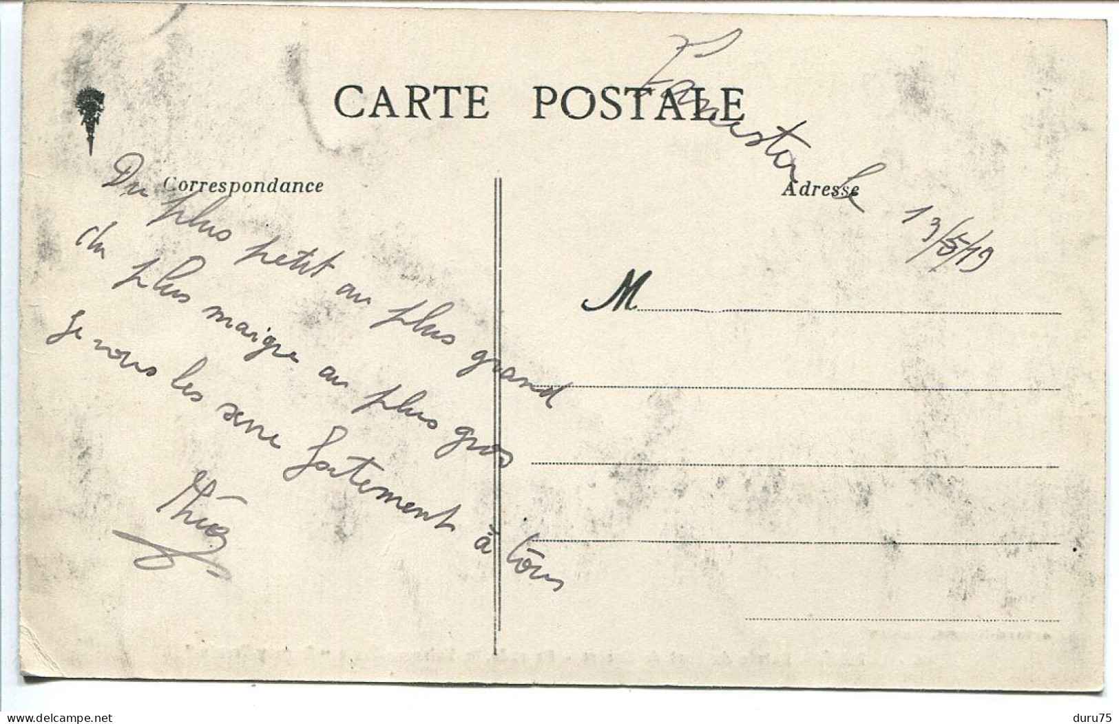 Militaria CPA Ecrite En 1919 * LORIENT Entrée Du Port De Guerre En Rade Le Vaisseau Ecole Duguay Trouin * Artaud Nozais - Lorient