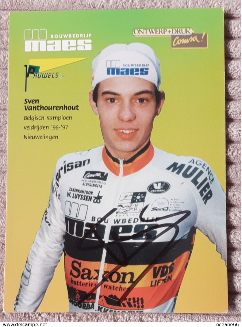 Autographe Sven Vanthourenhout Belgisch Kampioen 96-97 Maes - Cycling