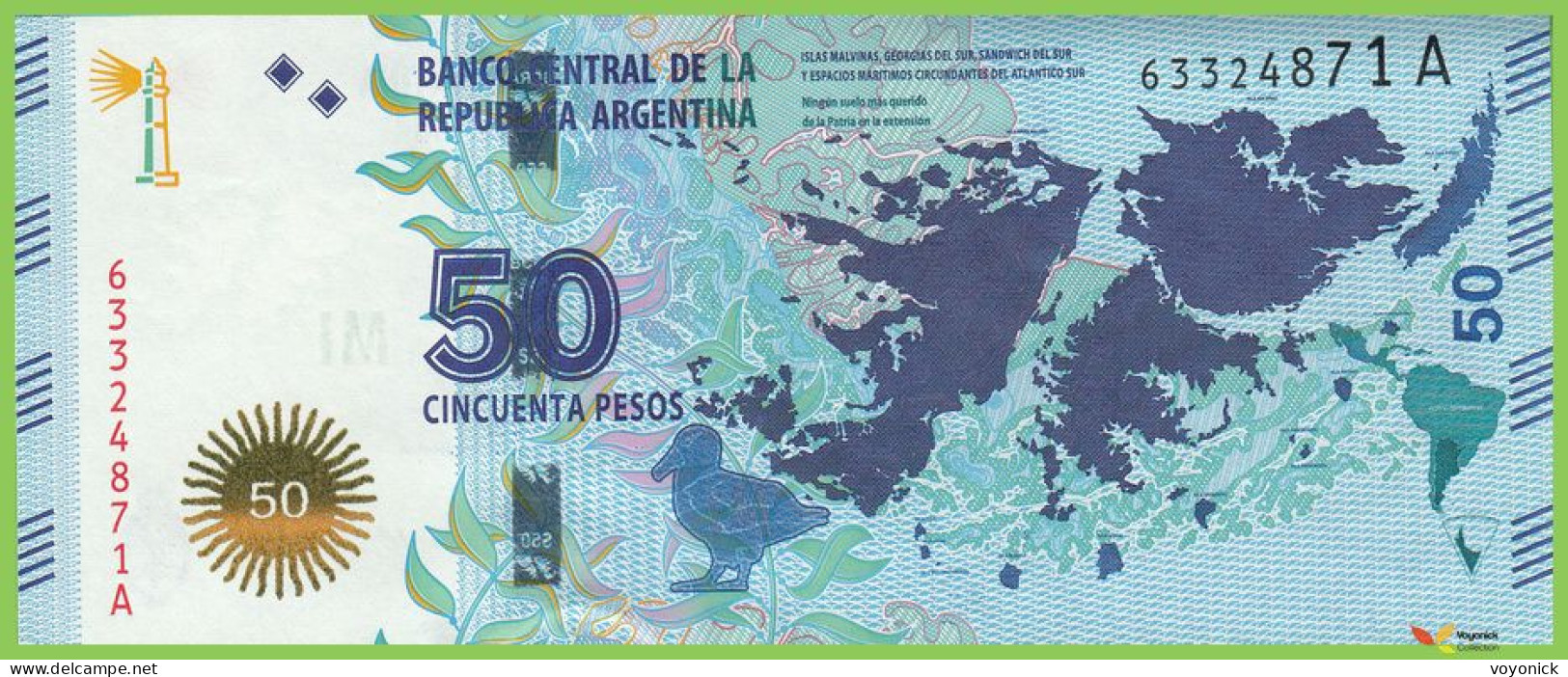 Voyo ARGENTINA 50 Pesos ND/2015 P362 B414a A UNC Commemorative - Argentine