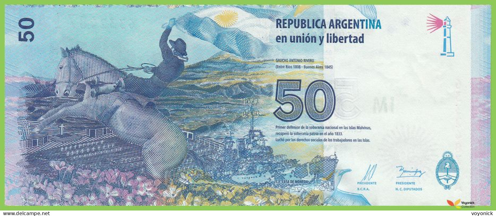 Voyo ARGENTINA 50 Pesos ND/2015 P362 B414a A UNC Commemorative - Argentinien