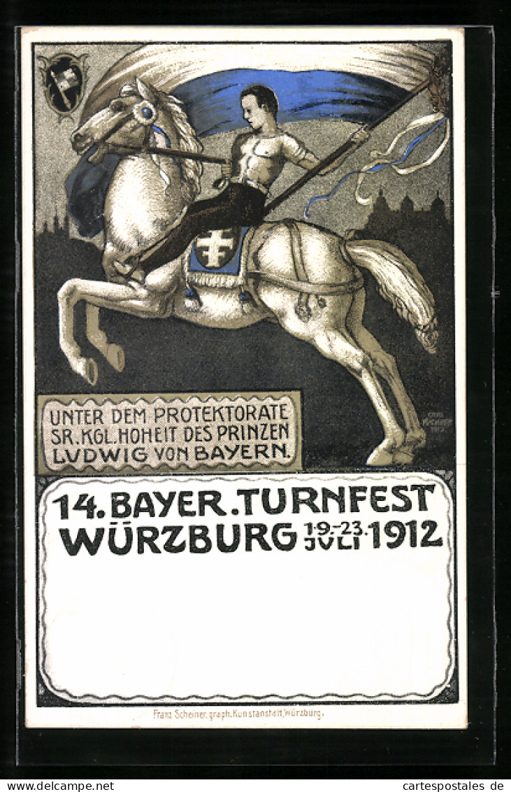 Künstler-AK Würzburg, 14. Bayer. Turnfest 1912, Turner Auf Pferd, Ganzsache Bayern  - Other & Unclassified