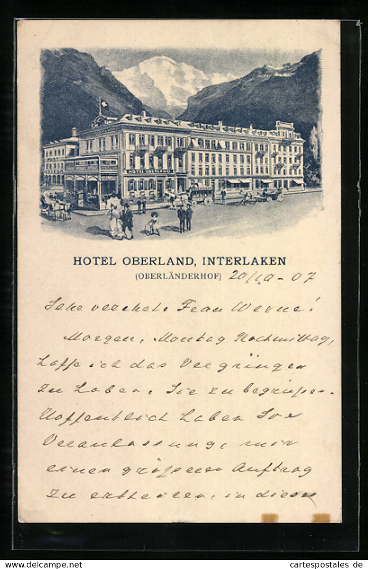 AK Interlaken, Am Hotel Oberland  - Interlaken
