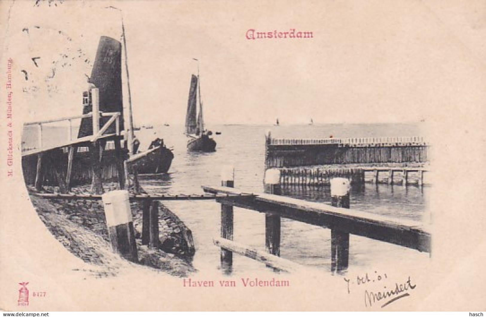 482170Volendam, Haven Van Volendam. (poststempel 1901)(linksboven Een Kleine Vouw) - Volendam