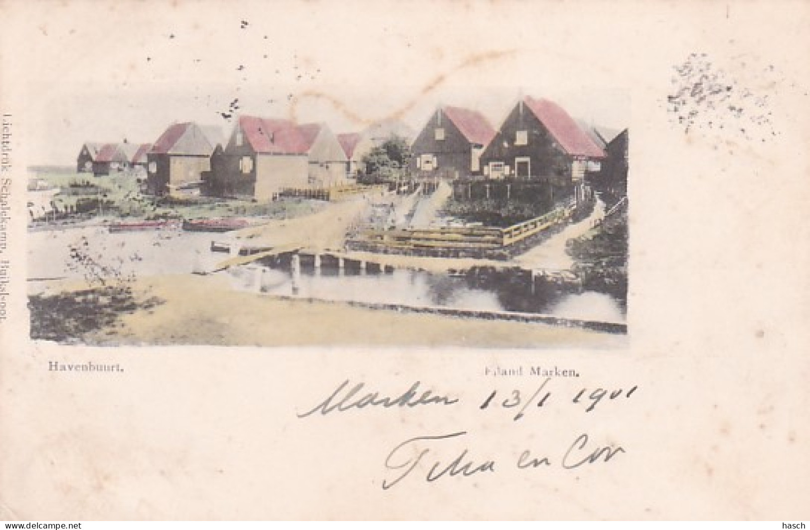 4821133Marken, Havenbuurt. 1901. (kleine Vouwen In De Hoeken, Bruine Vlekken) - Marken