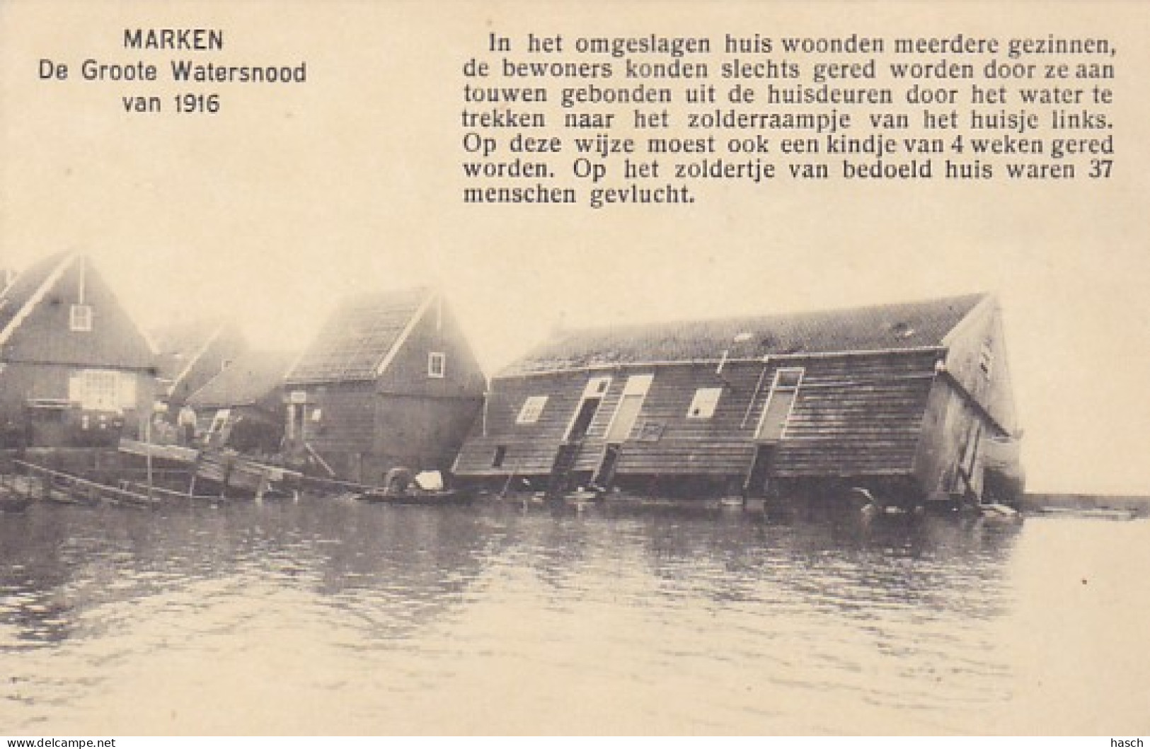 4821134Marken, De Groote Watersnood Van 1916. Zie Tekst Op De Kaart) (minuscule Vouwen In De Hoeken) - Marken