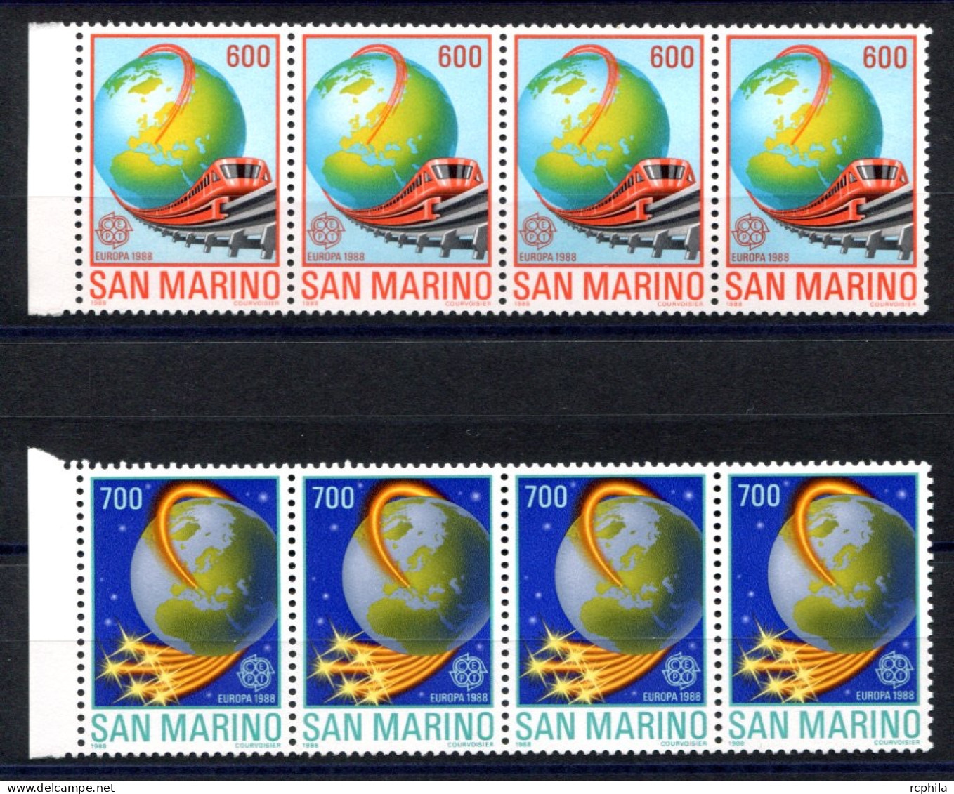 RC 27502 SAINT MARIN COTE 70€ N° 1179 / 1180 X 4 Ex EUROPA 1988 TRANSPORTS ET COMMUNICATIONS NEUF ** MNH TB - 1988