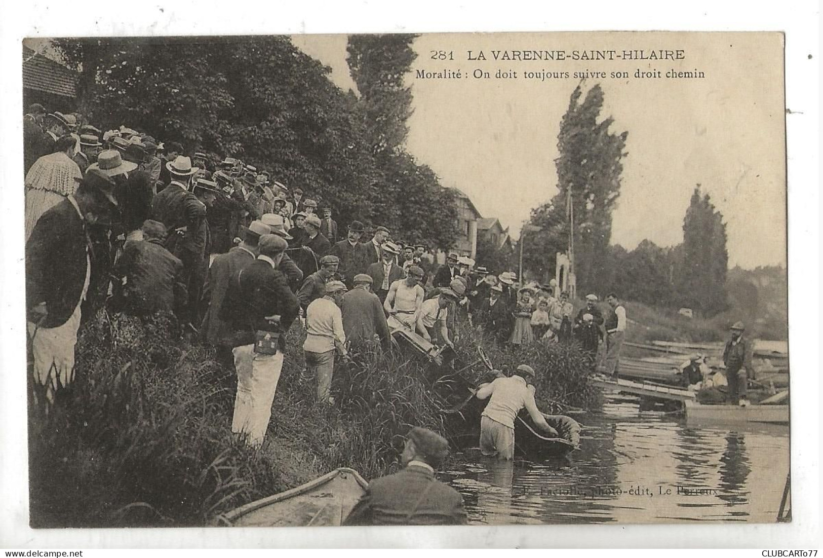 Saint-Maur-des-Fossés(94) : La Sortie De La Seine D'une Voiture Accident Au Quartier La Varenne Saint-Hilaire En 1907 PF - Saint Maur Des Fosses