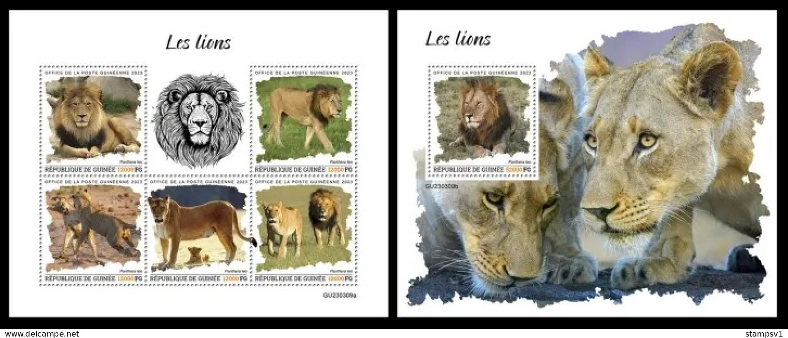 Guinea  2023 Lions. (309) OFFICIAL ISSUE - Big Cats (cats Of Prey)