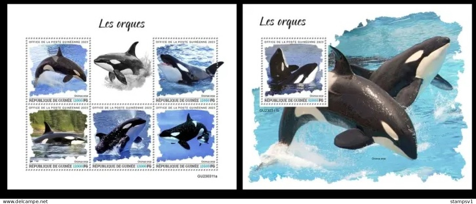 Guinea  2023 Orcas. (311) OFFICIAL ISSUE - Delfines
