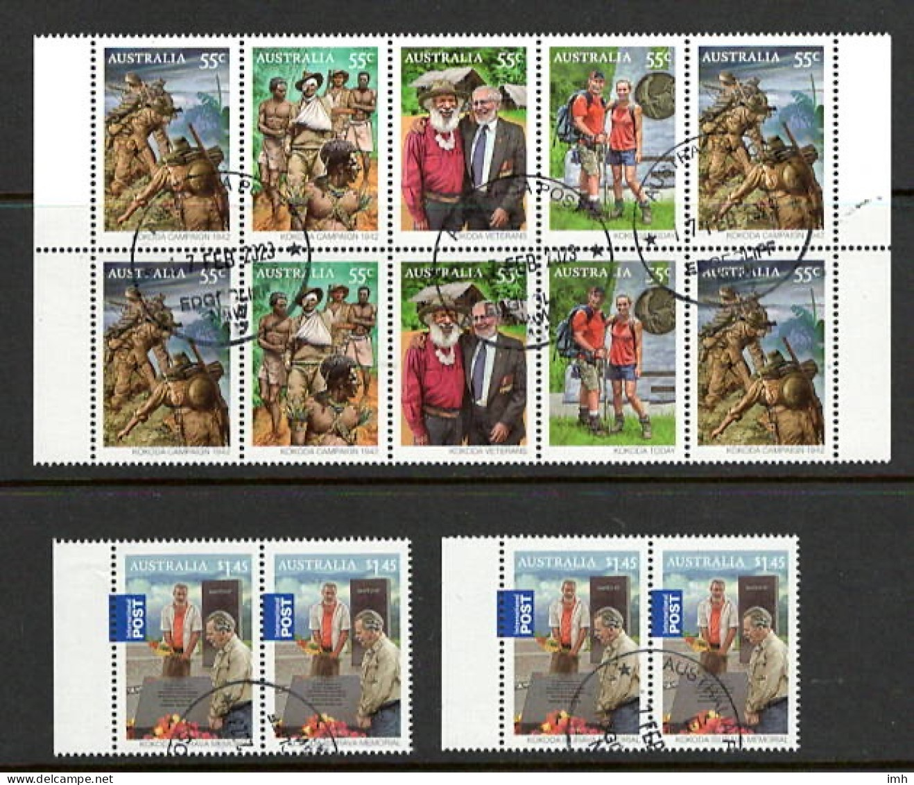 2010 Australia   KOKODA. Two Strips Of Five X 55c (10) And Two Pairs Of $1.45 (4) Stamps  Fine Used. - Used Stamps