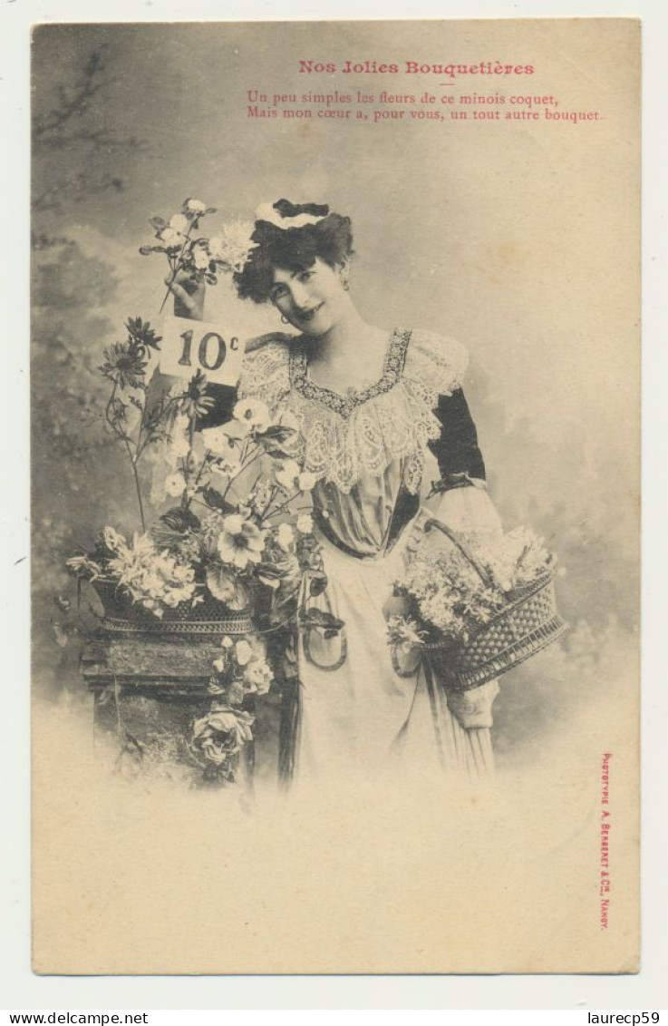 Carte Fantaisie Femme -  Nos Jolies Bouquetières   - Phototypie BERGERET - Bergeret