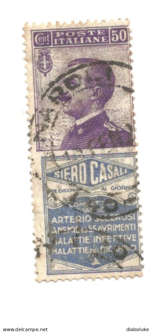 (REGNO D'ITALIA) 1924-1925, PUBBLICITARIO SIERO CASALI, 50c - 1 Francobollo Usato (CAT. SASSONE N.15) - Reklame