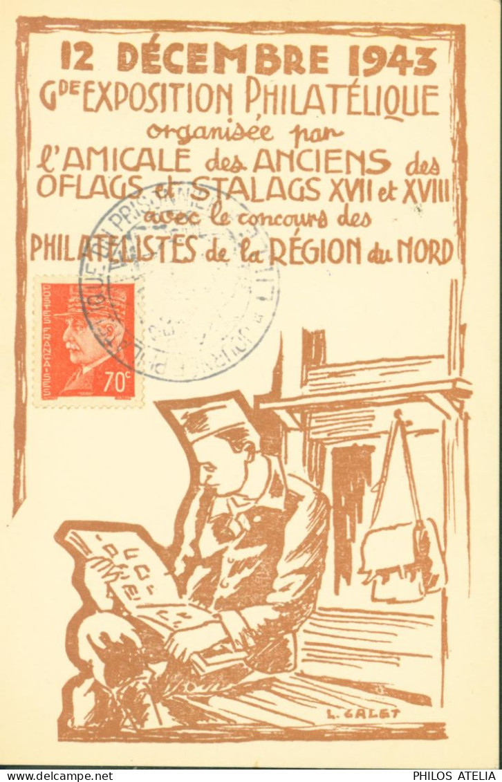 Guerre 40 CAD Journée Philatélique Prisonnier Lille CP Amicale Anciens Des Oflags & Stalags XVII & XVIII - Guerre De 1939-45